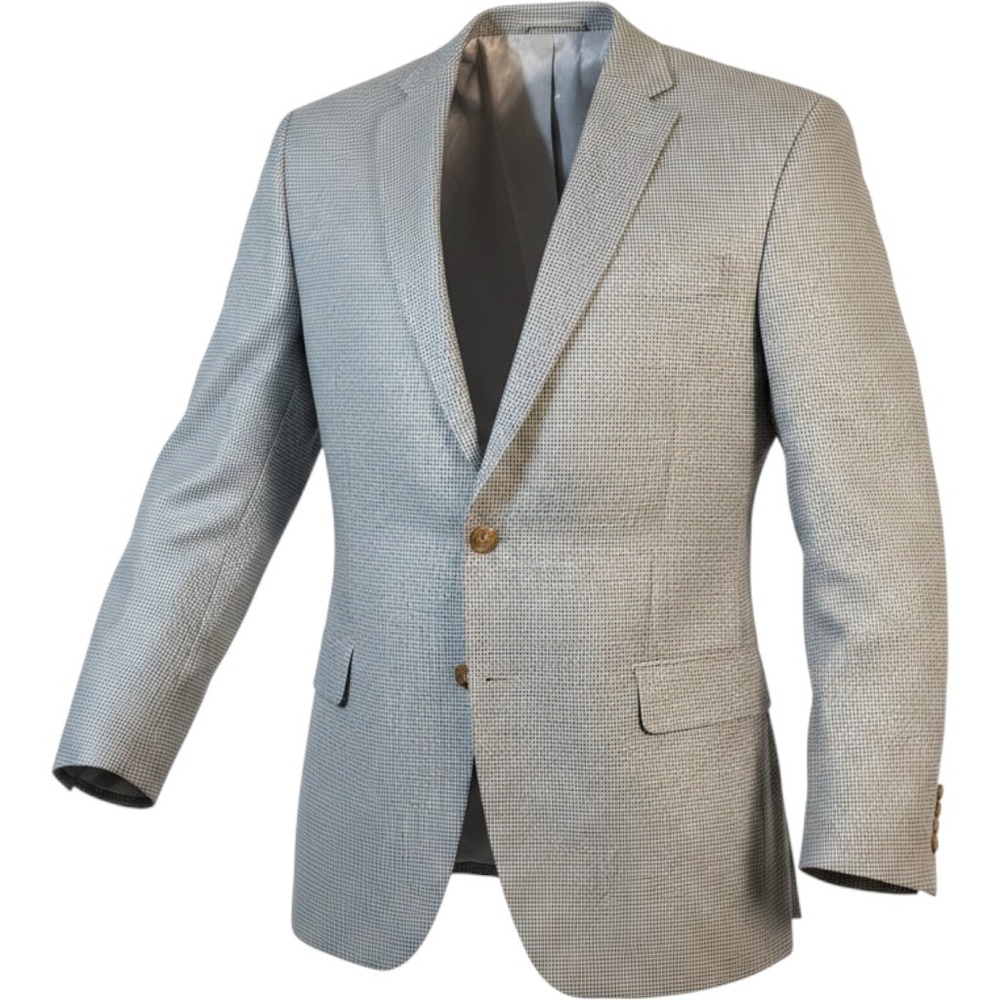 Ralph Lauren Executive Fit Blazer 50R Blue Grey Silk Wool Houndstooth Sport Coat